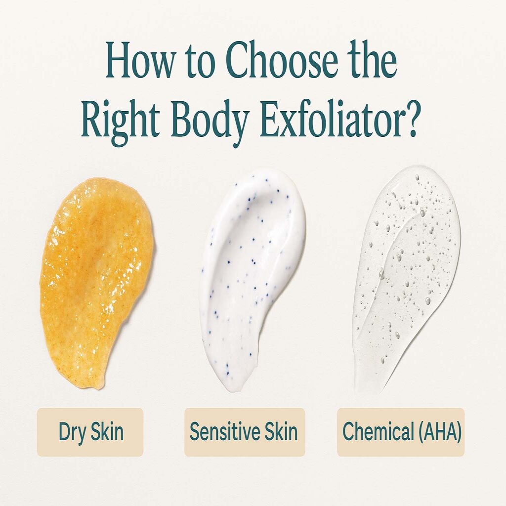 Visual comparison of exfoliators for different skin types