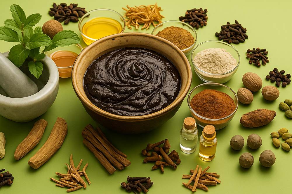 Herbal ingredients and oils used in dandruff scalp treatment