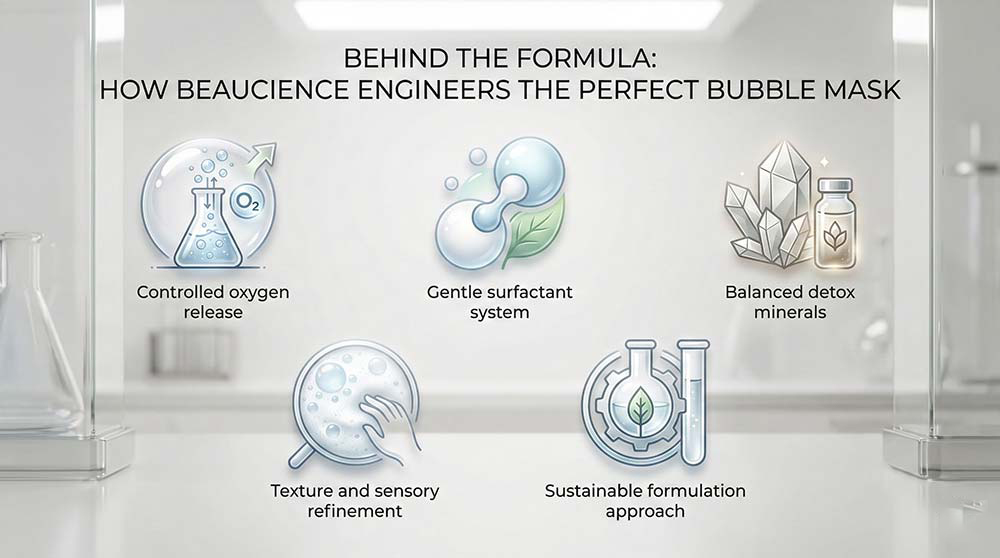 Infographic showing how bubble mask formula works