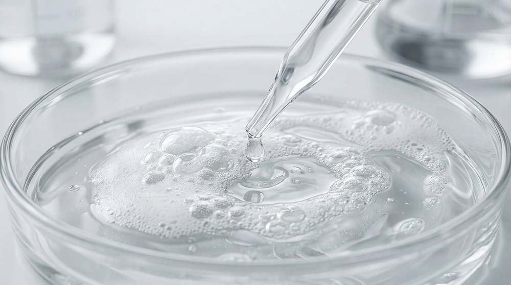 Macro view of oxygen foaming chemistry reaction