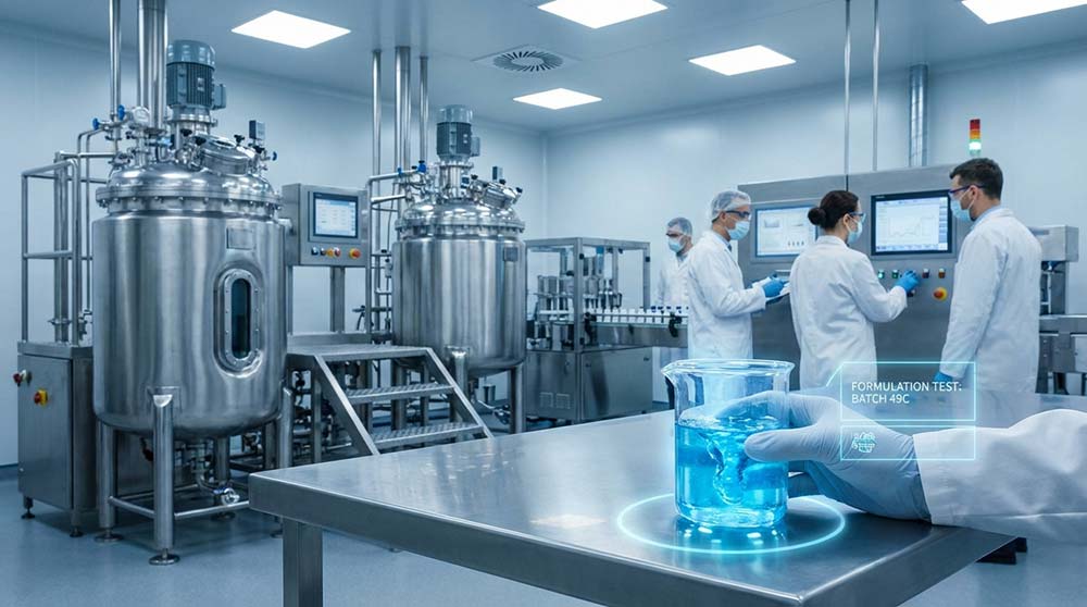 skincare manufacturing facility producing private label barrier repair products