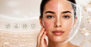 Sensitive skin visual with ceramide molecular overlay and repair mapping