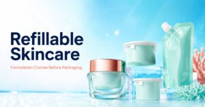 Premium refillable skincare jar with cartridge, pod and refill pouch