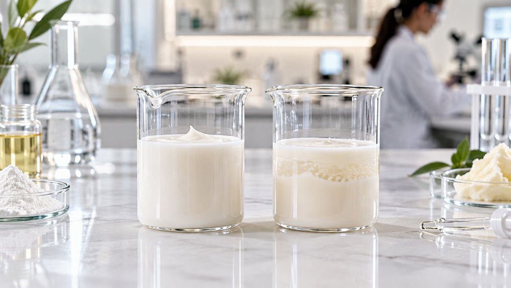 Identical cosmetic raw materials showing different formulation stability behaviour